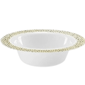 Pebbled 14oz Gold Rim Soup Bowls plastic