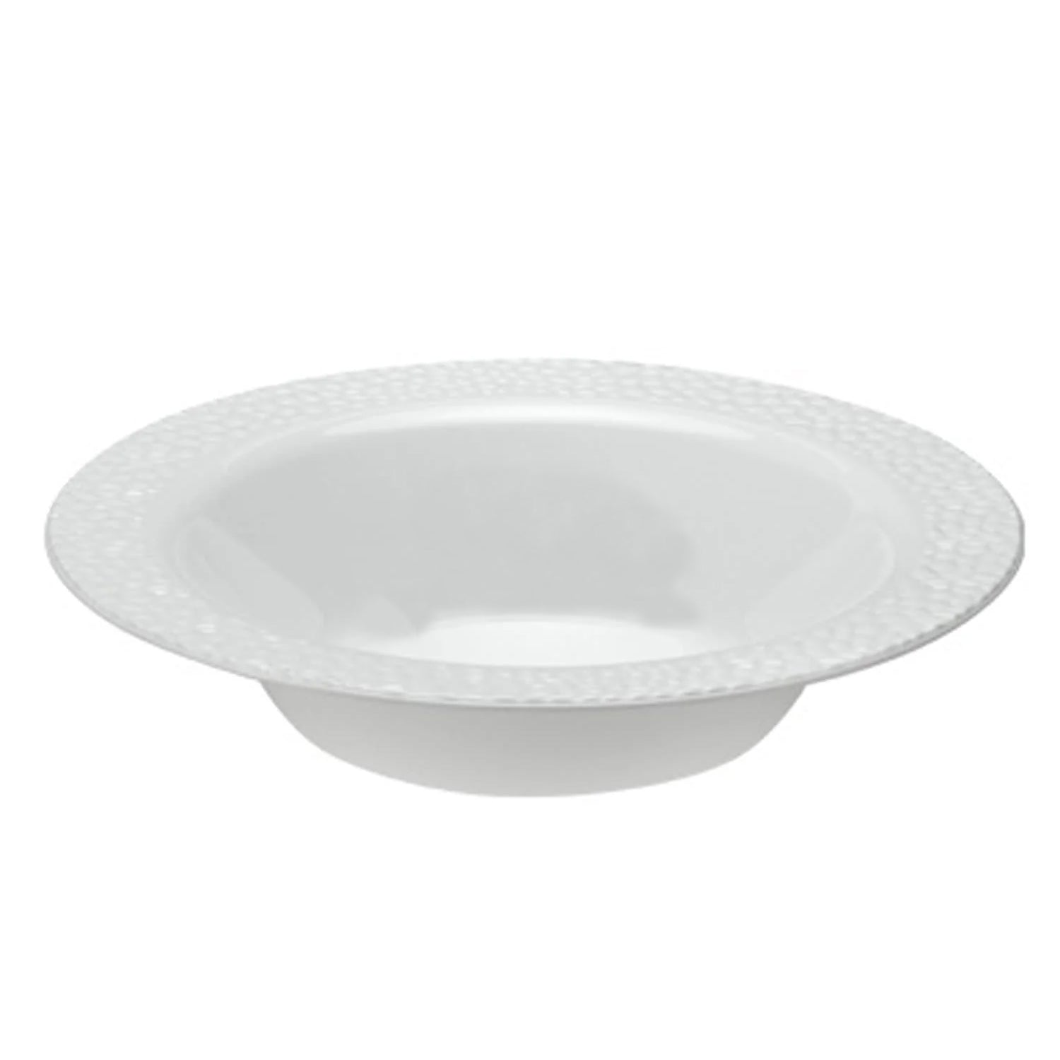 Pebbled 14oz White Rim Soup Bowls Plastic