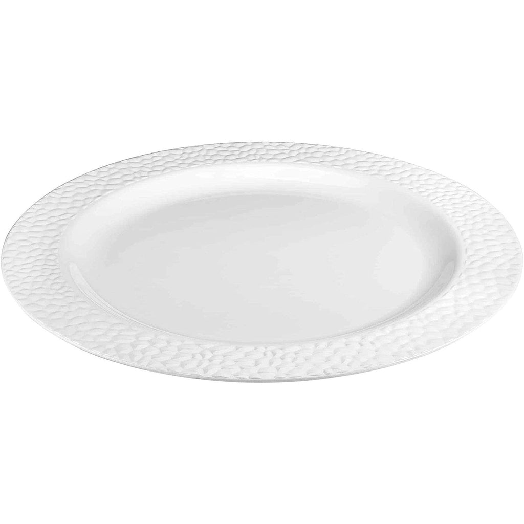 Pebbled 9" White Meal Plate Plastic