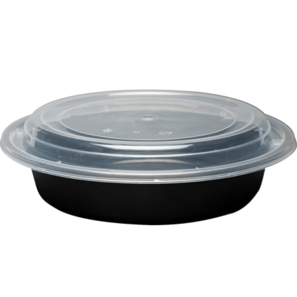 24oz. Round Meal Prep/ Bento Box Containers with Clear Lids Disposable Plastic