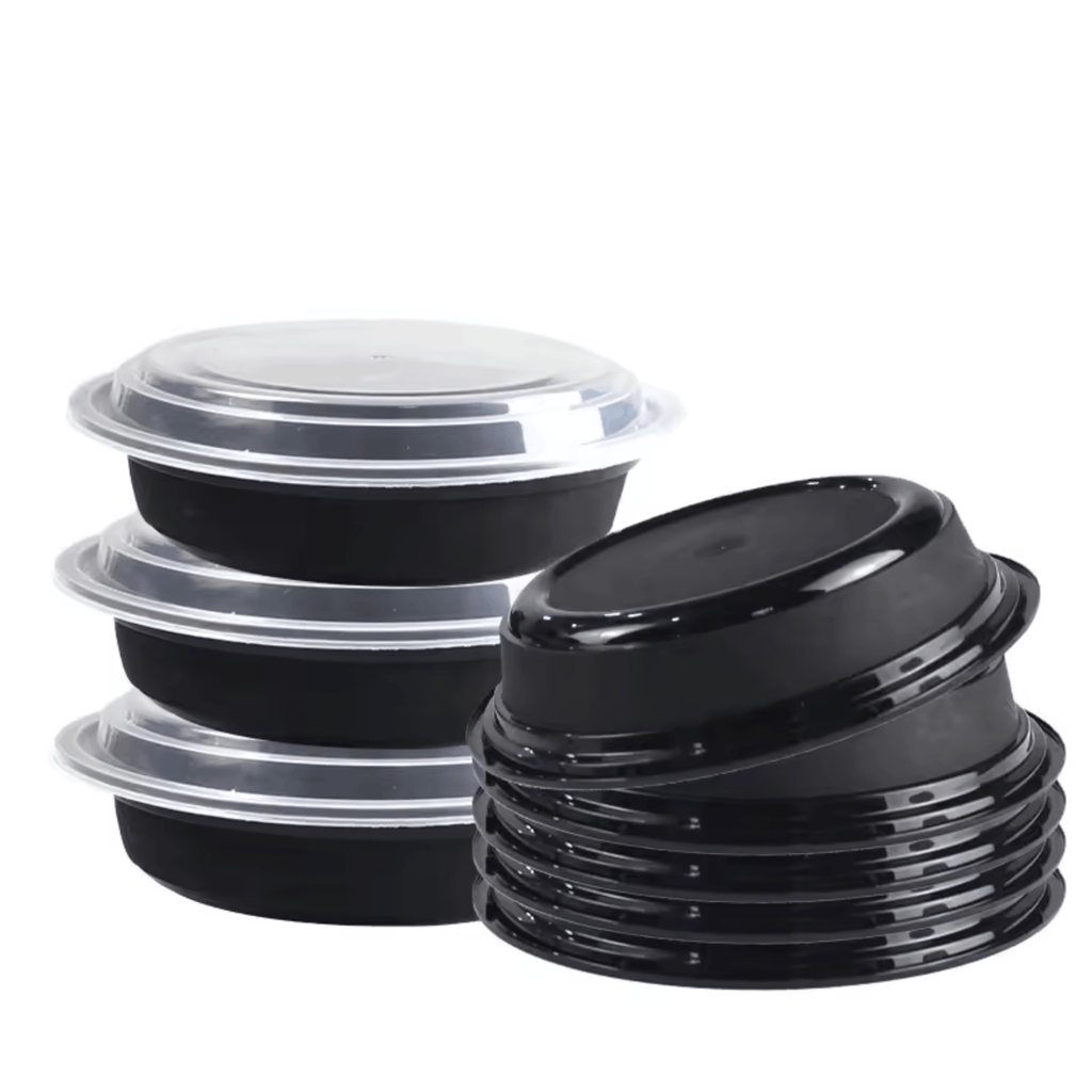 32oz. Round Meal Prep/ Bento Box Containers with Clear Lids Disposable Plastic