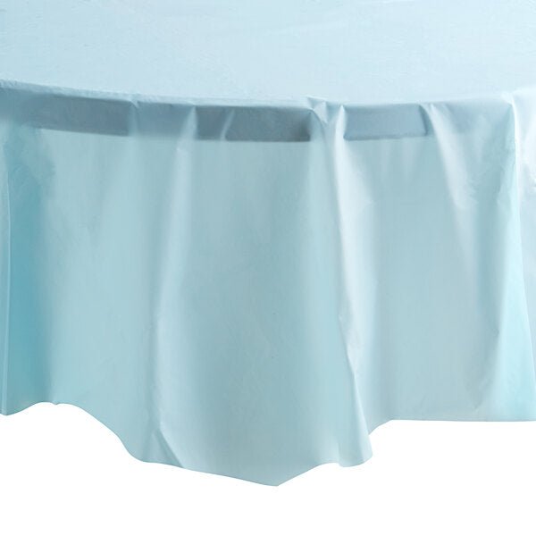*WHOLESALE* 84'' Round Light Blue Table Cloth Plastic Disposable 36/Case