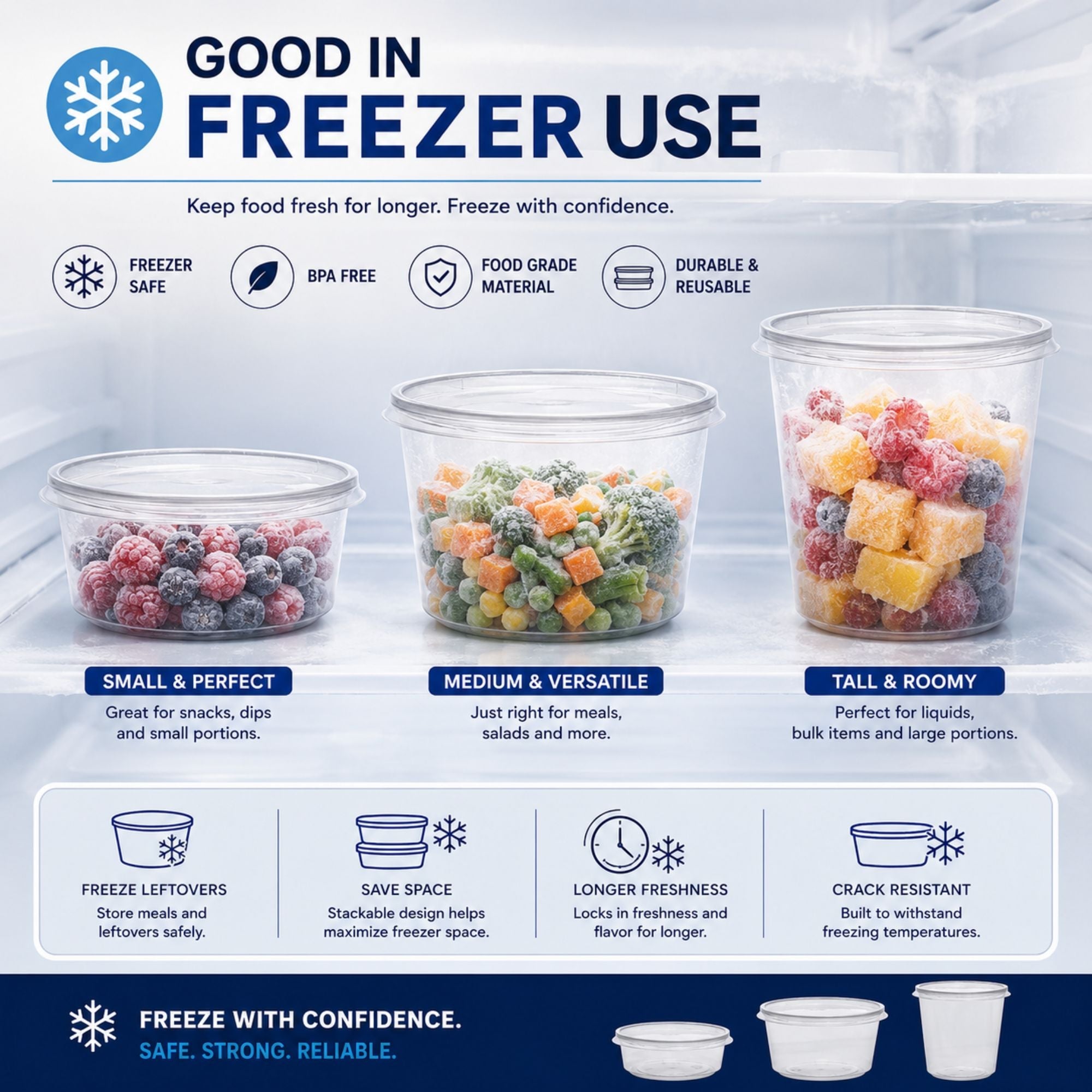 *BUY BULK* 16oz Lightweight Clear Plastic Round Deli Container with Lids