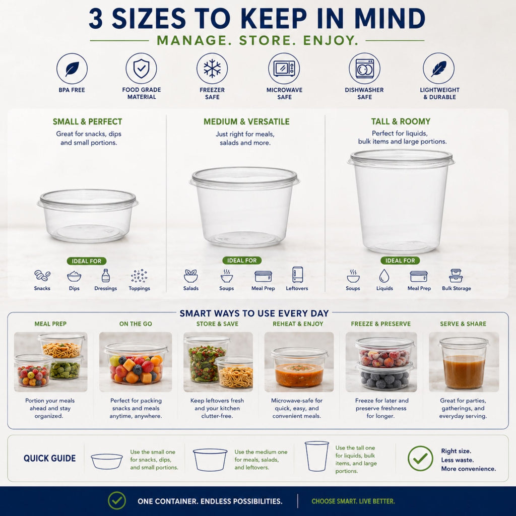 *BUY BULK* 16oz Lightweight Clear Plastic Round Deli Container with Lids