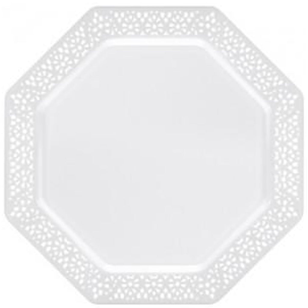 Lillian 11" Plate White Lacetagon Plastic