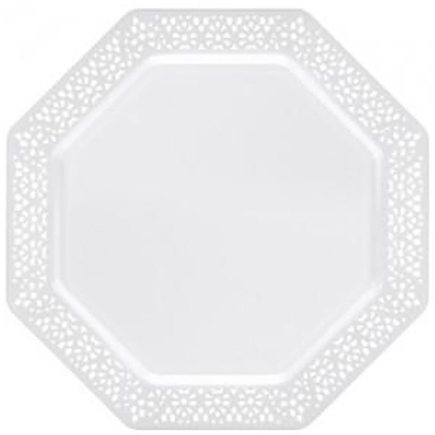Lillian 11" Plate White Lacetagon Plastic
