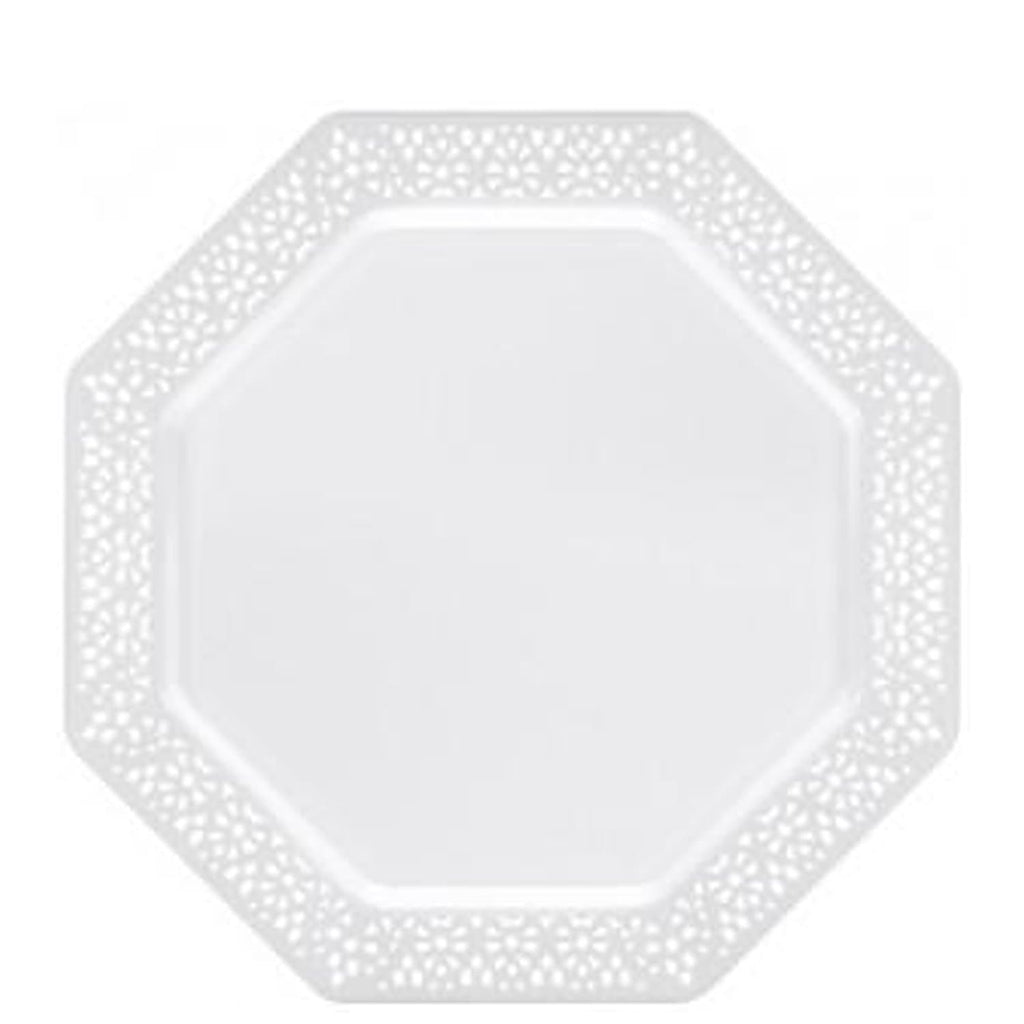 Lillian 9.25" Plate White Lacetagon Plastic