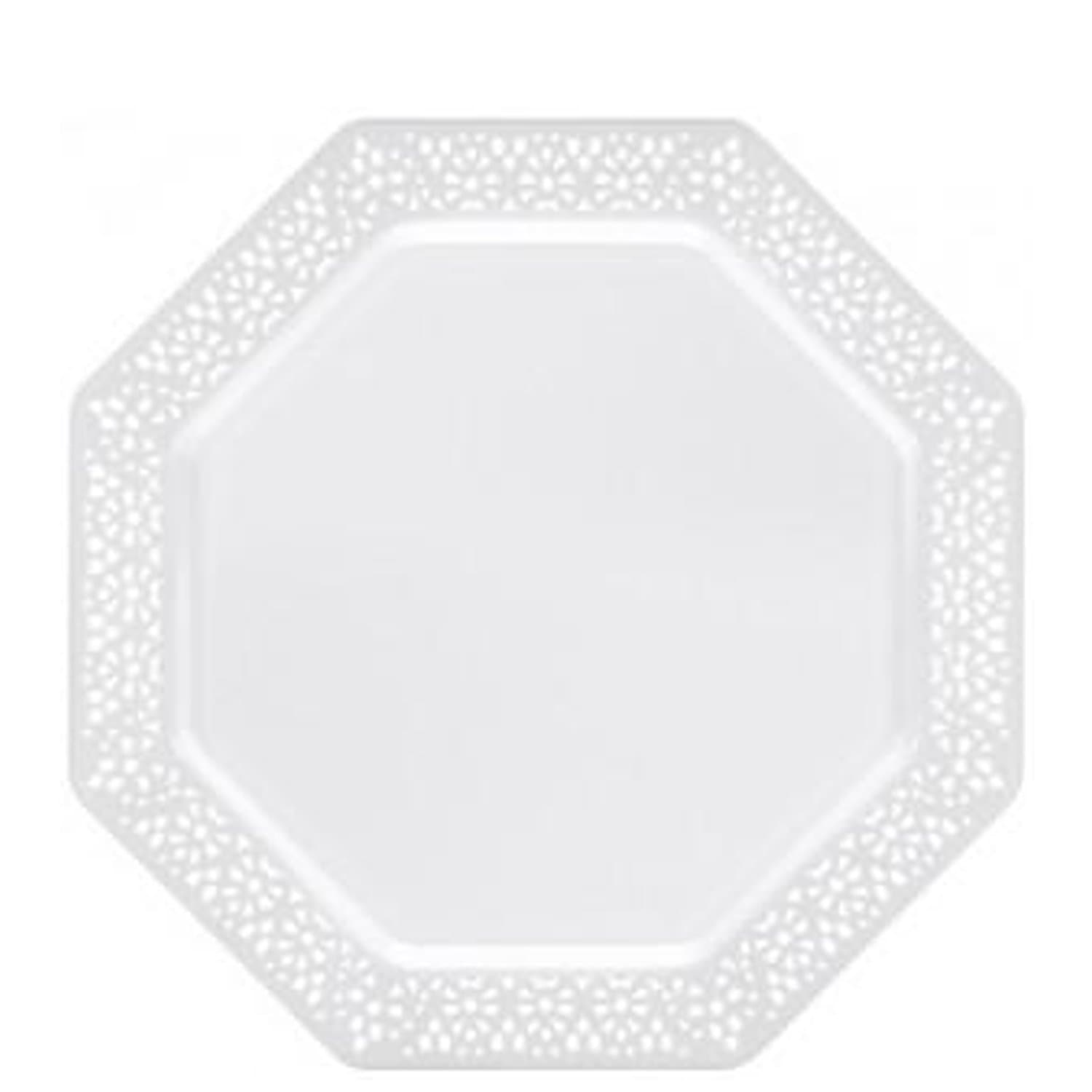 Lillian 9.25" Plate White Lacetagon Plastic