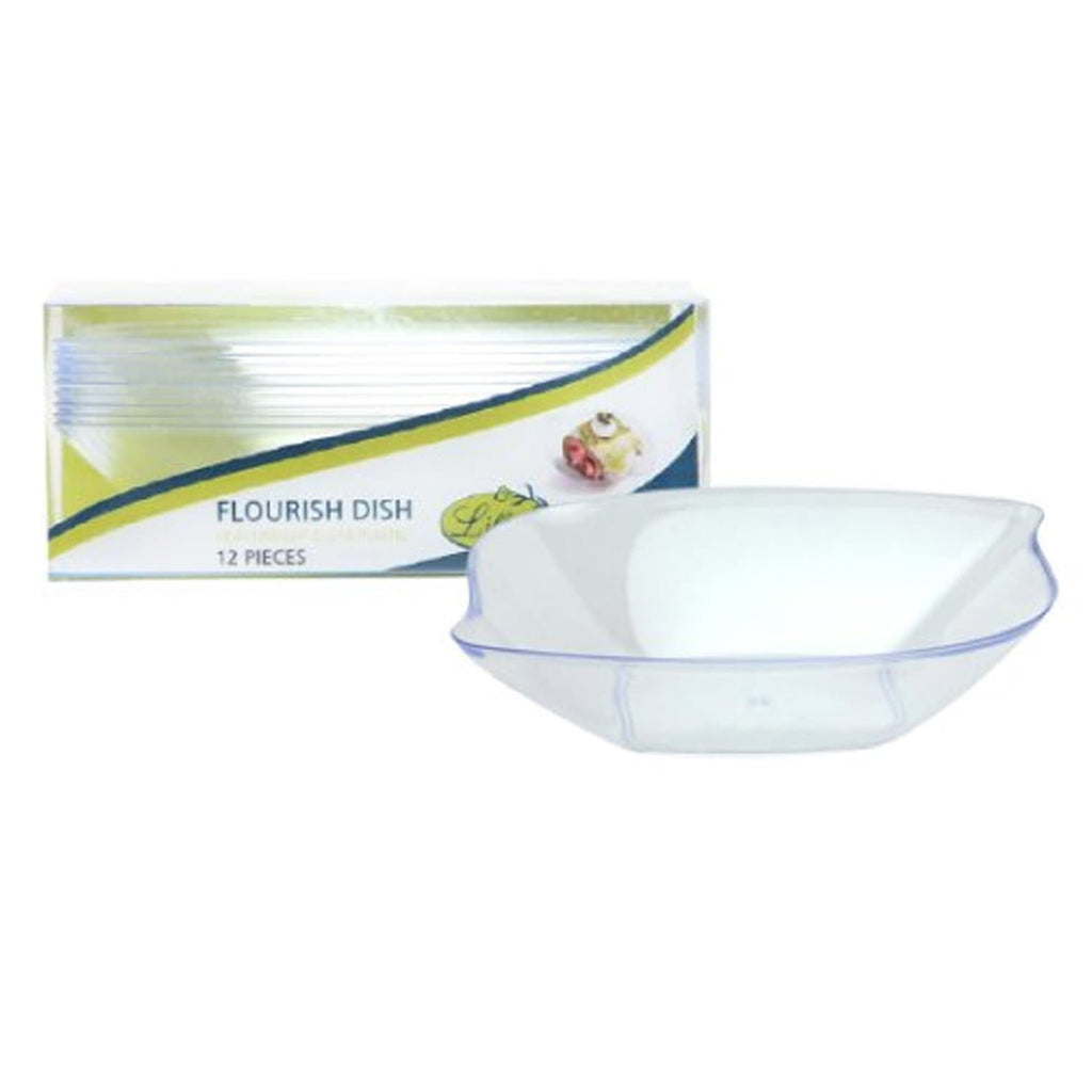 Mini Plastic Flourish Dish Clear 12 Pack