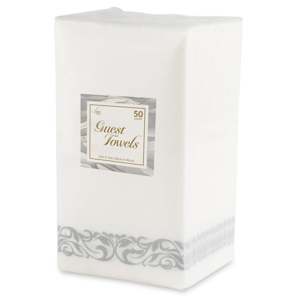Linen Dinner Napkins Silver Border Napkins Blue Sky 50 Pieces