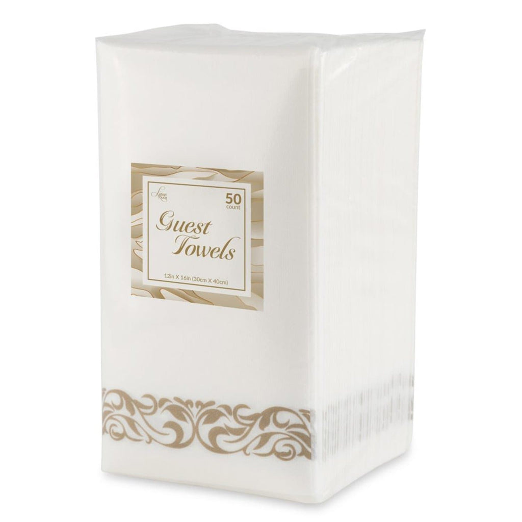 Linen Dinner Napkins Gold Border Napkins Blue Sky 50 Pieces