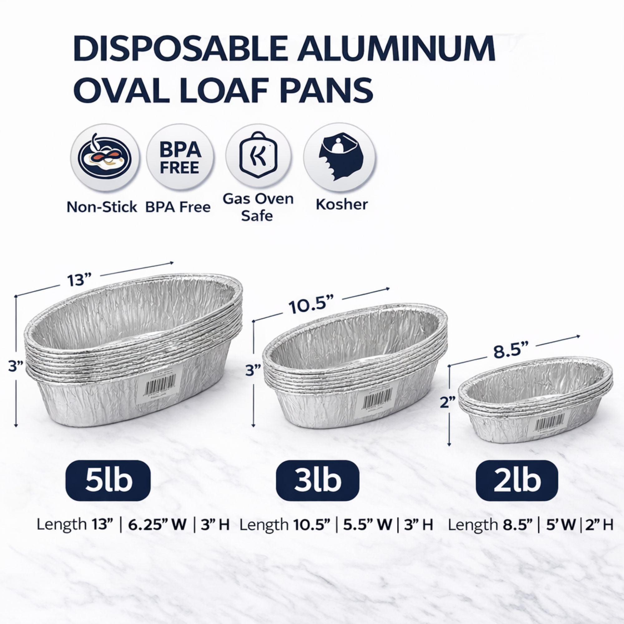*WHOLESALE* 2lb Small Oval Challa Loaf Pans Aluminum Disposable 300/Case