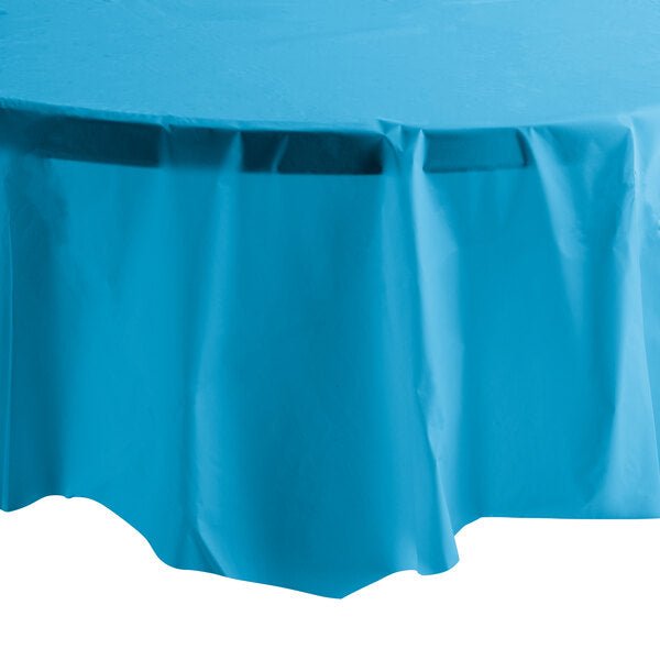 *WHOLESALE* 84'' Round Medium Blue Table Cloth Plastic Disposable 36/Case