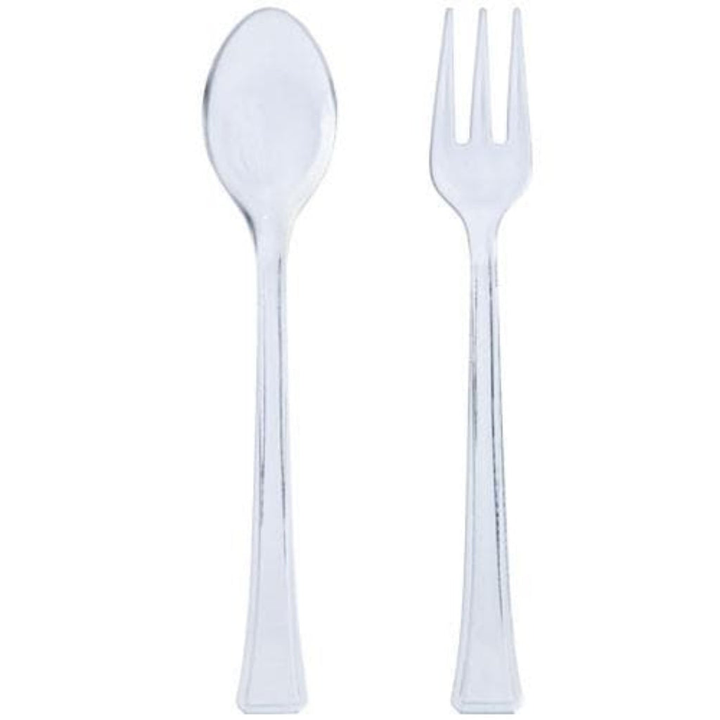 Mini Plastic Spoons/Forks Clear Combo 4.5 inch