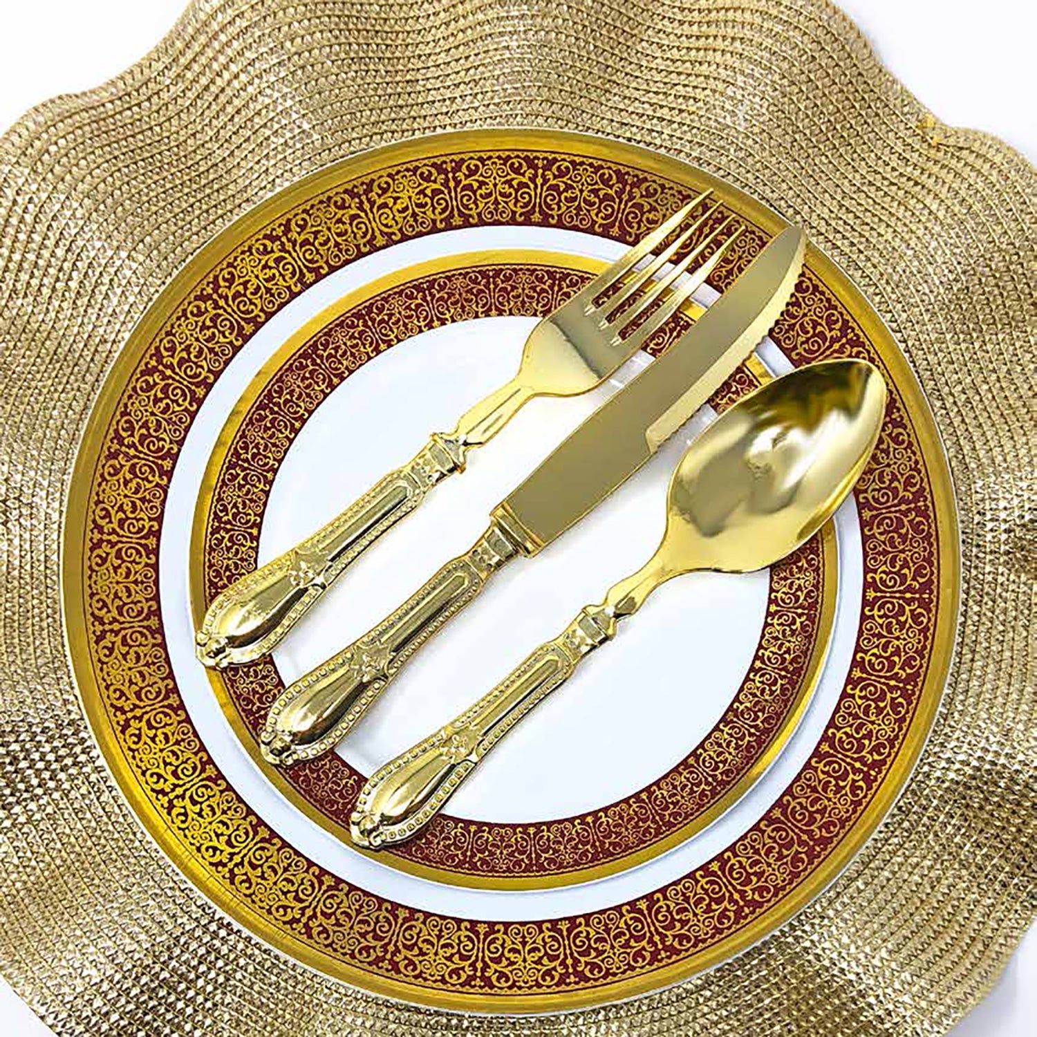 Gold Plastic Braided Chargers 14.5″ 2 Pack
