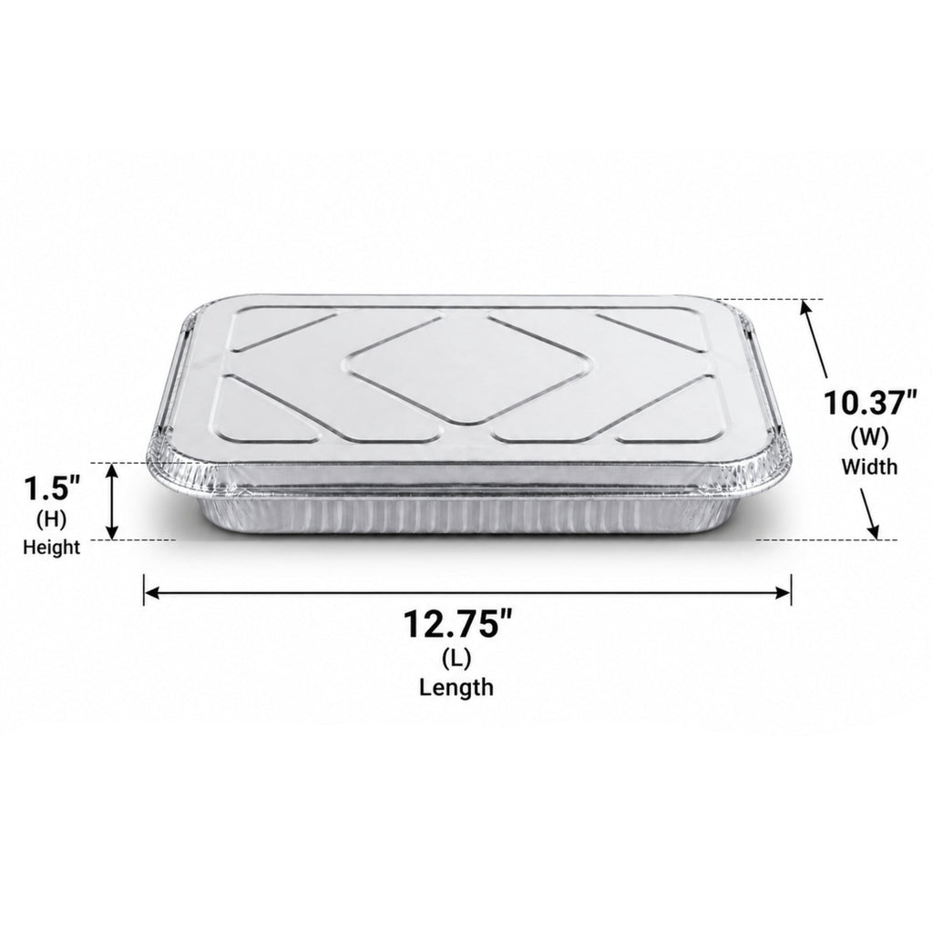 9×13 Half Size Shallow Disposable Aluminum Pans with Aluminum Lids