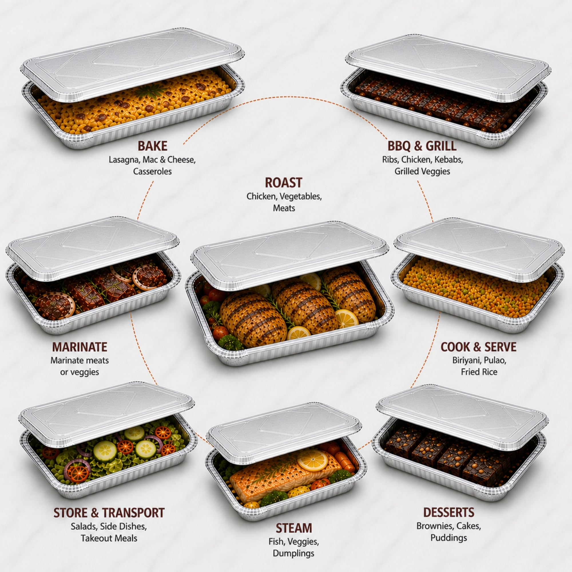 9×13 Half Size Shallow Disposable Aluminum Pans with Aluminum Lids