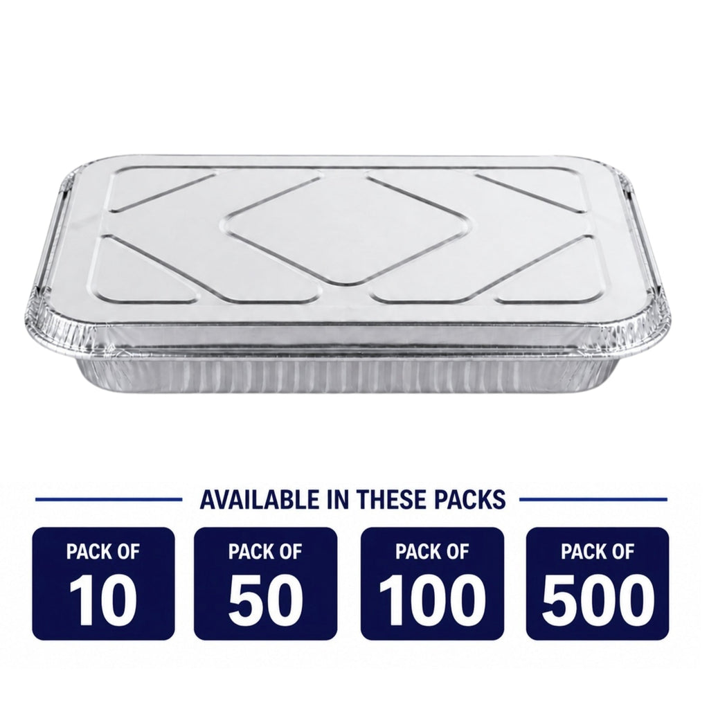 9×13 Half Size Shallow Disposable Aluminum Pans with Aluminum Lids