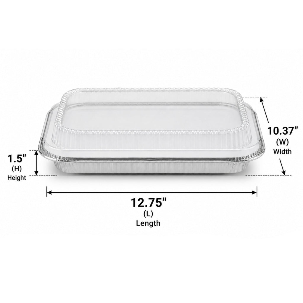 9×13 Half Size Shallow Disposable Aluminum Pans with Dome Lids