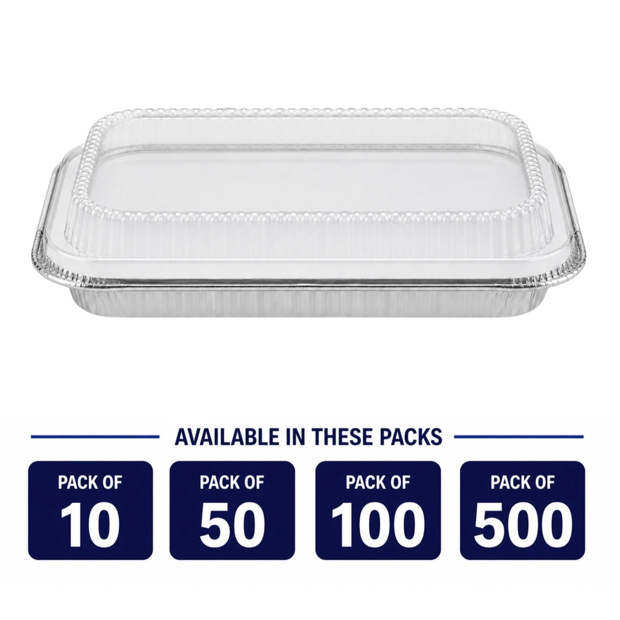 9×13 Half Size Shallow Disposable Aluminum Pans with Dome Lids