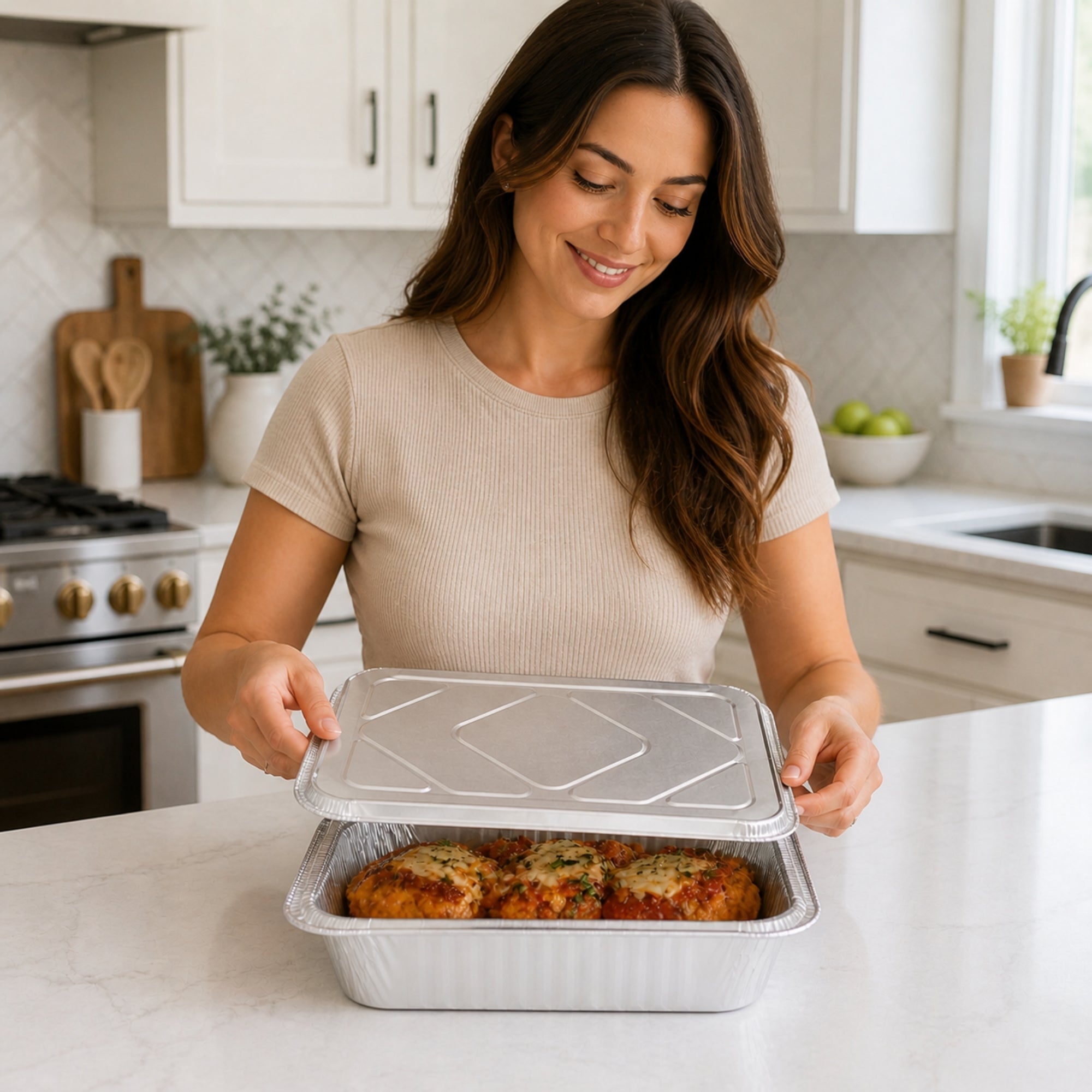 9X13 Half Size Extra Deep Extra Heavy Weight Disposable Aluminum Pan with Lids