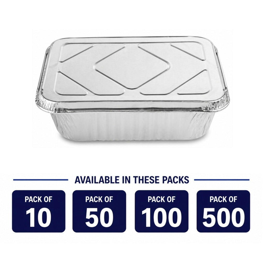 9X13 Half Size Extra Deep Extra Heavy Weight Disposable Aluminum Pan with Lids
