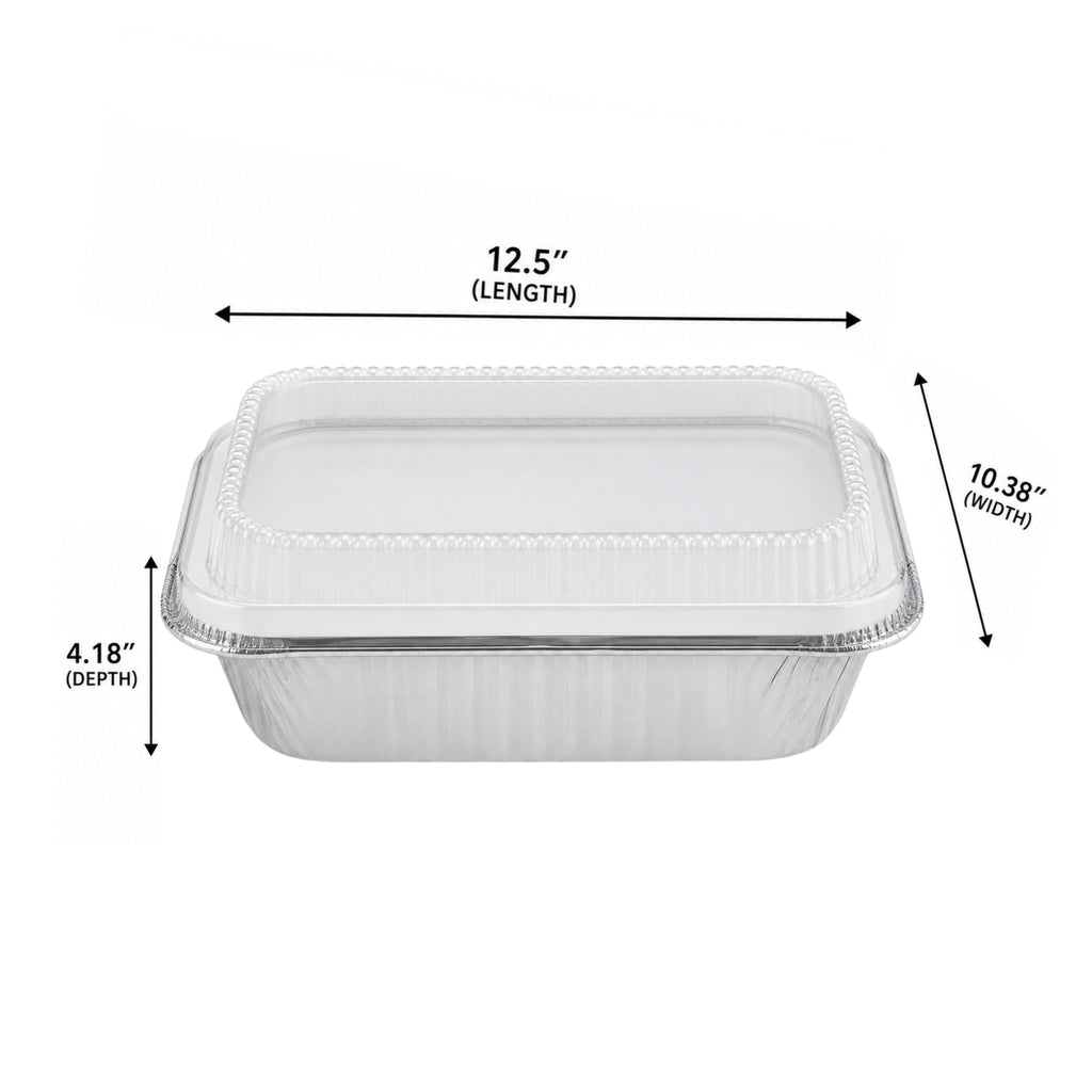 9X13 Extra Deep and Heavy Weight Disposable Aluminum Pan with Dome Lid