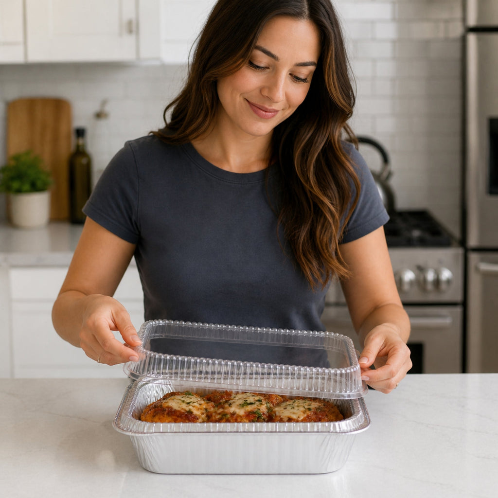 9X13 Extra Deep and Heavy Weight Disposable Aluminum Pan with Dome Lid