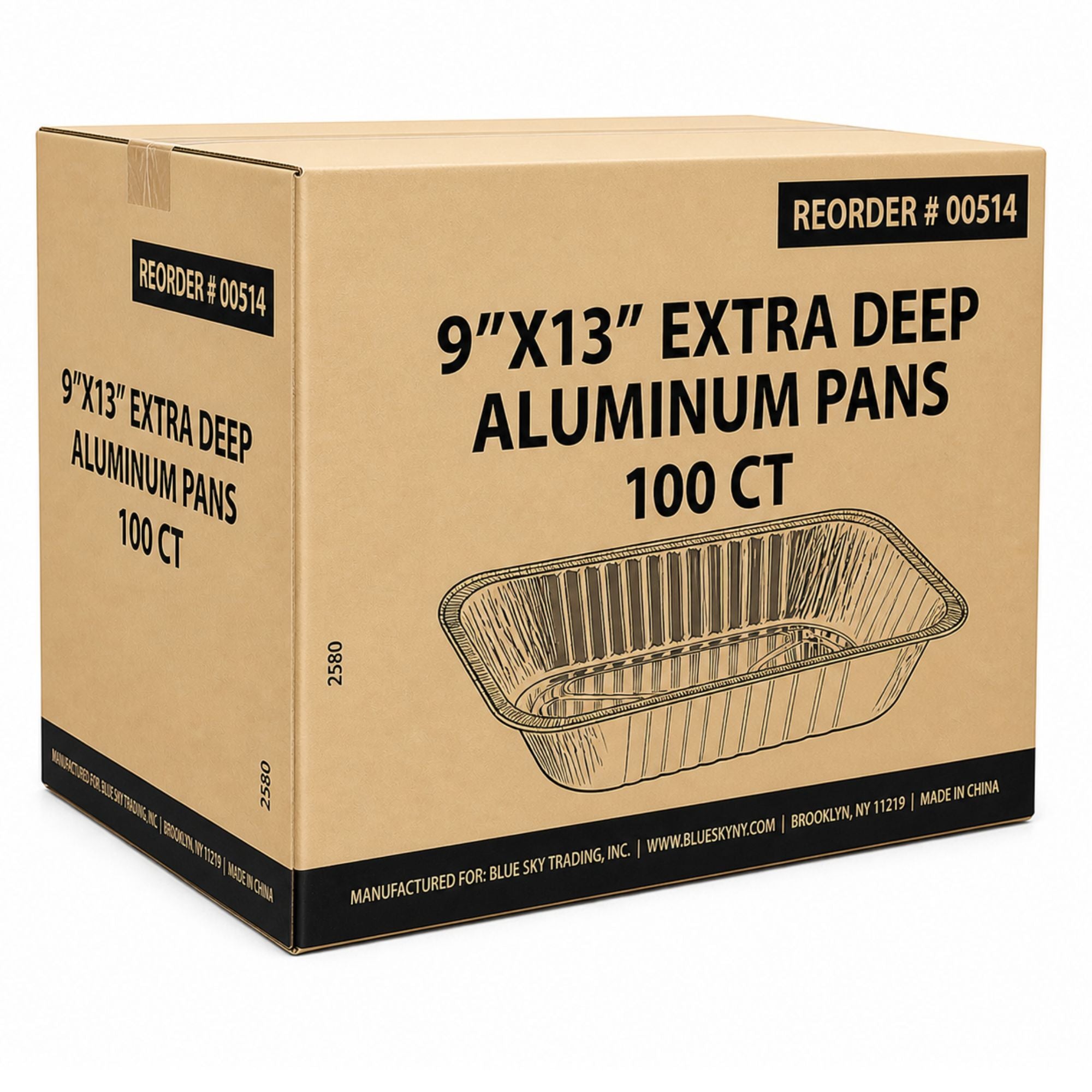 *WHOLESALE* 9 x 13” Half Size Extra-Deep Extra-Heavy Disposable Aluminum Pans 100ct/case