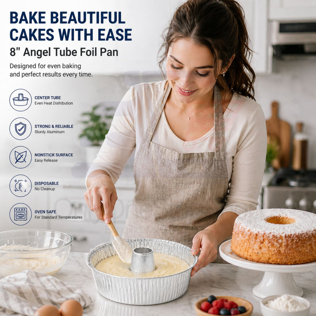 *WHOLESALE* 8" Angel Tube Aluminum Foil Pan Disposable 100/Case