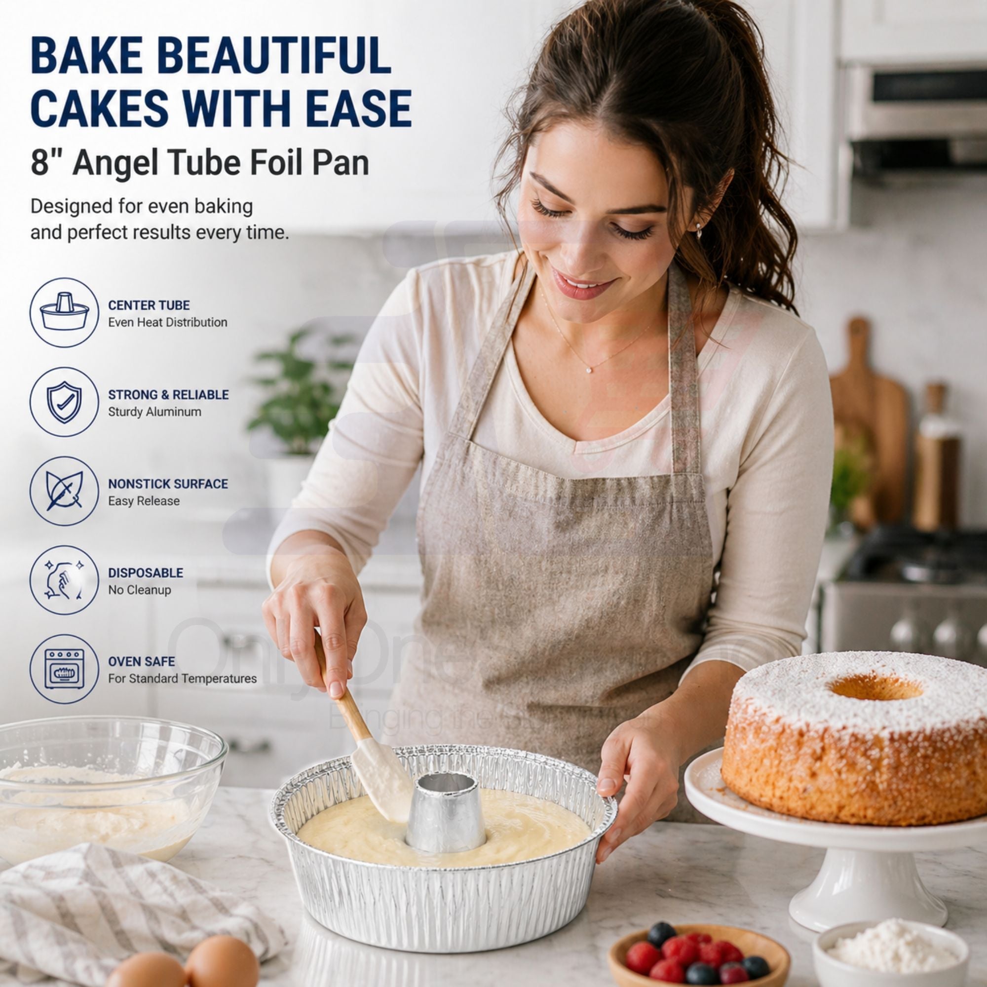 *WHOLESALE* 8" Angel Tube Aluminum Foil Pan Disposable 100/Case
