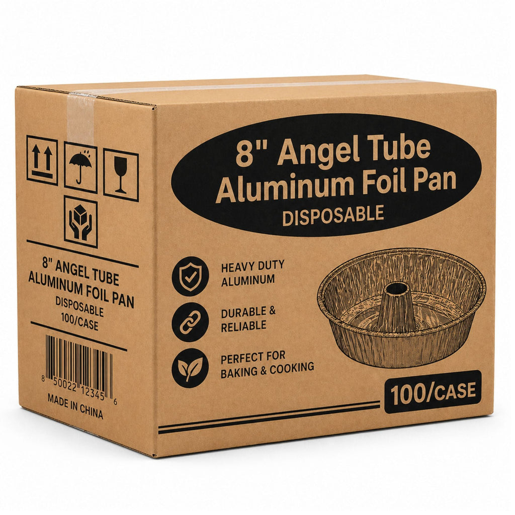 *WHOLESALE* 8" Angel Tube Aluminum Foil Pan Disposable 100/Case