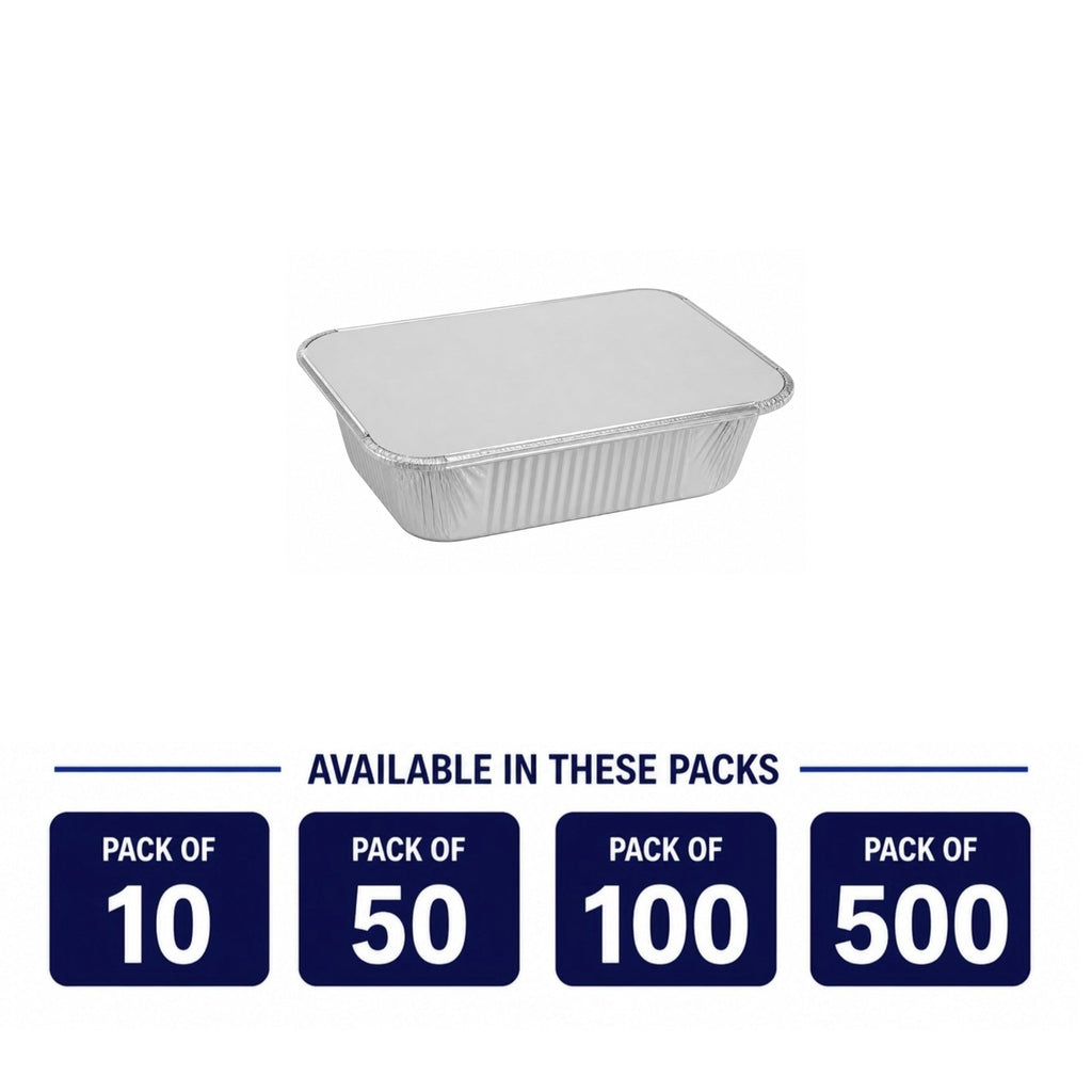 1Lb Oblong Aluminum Pan 5.5"x 4" Disposable with Board Lid