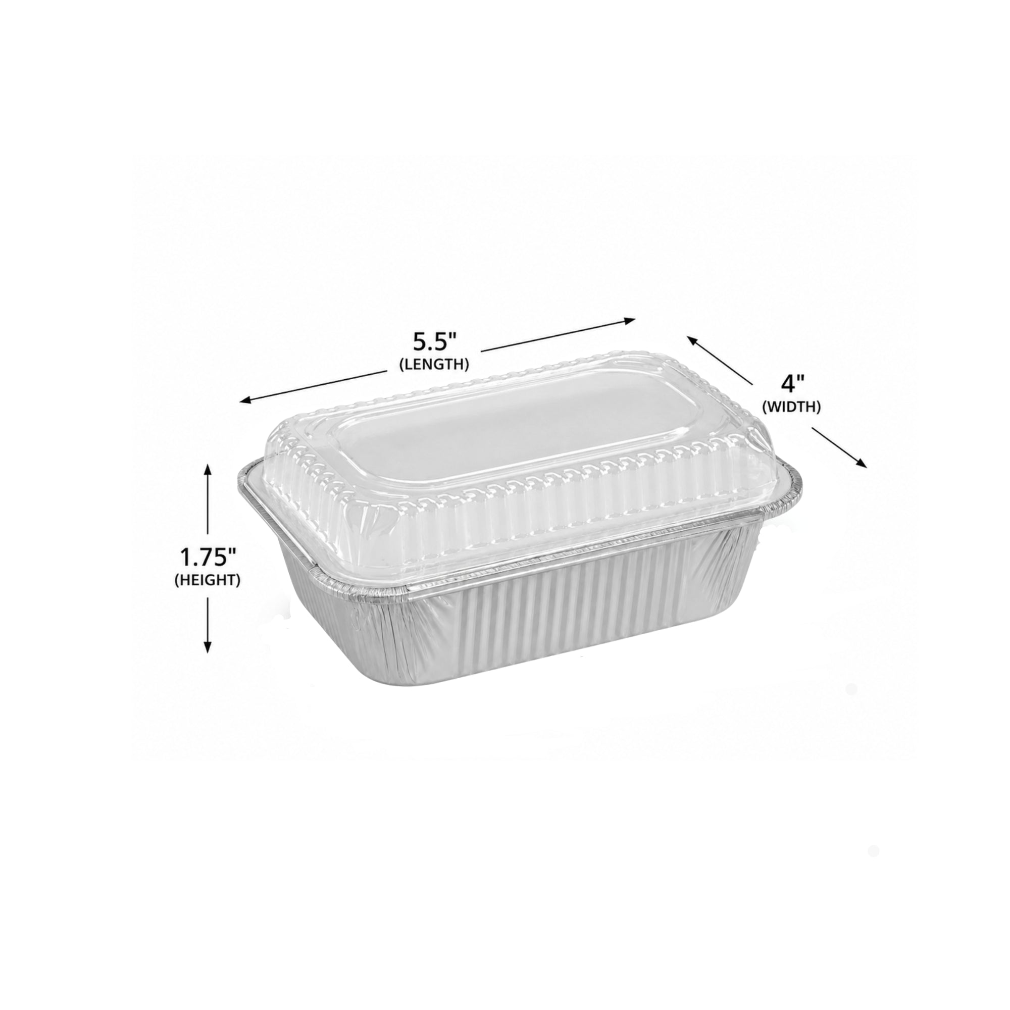 1Lb Oblong Aluminum Pan 5.5"x 4" Disposable with Dome Lids