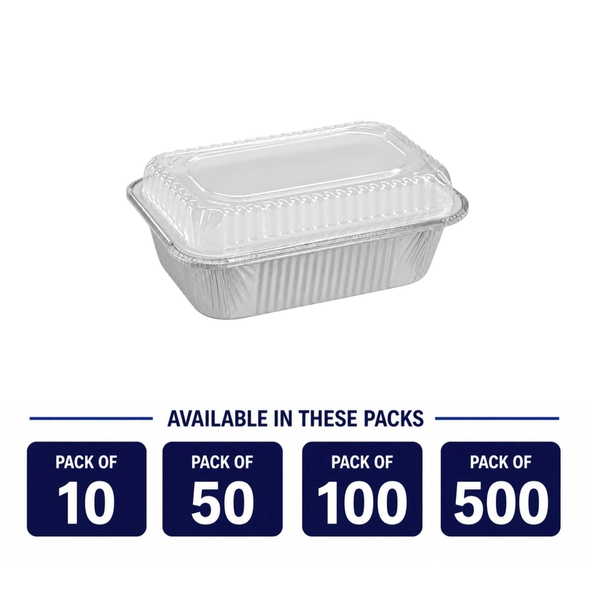 1Lb Oblong Aluminum Pan 5.5"x 4" Disposable with Dome Lids