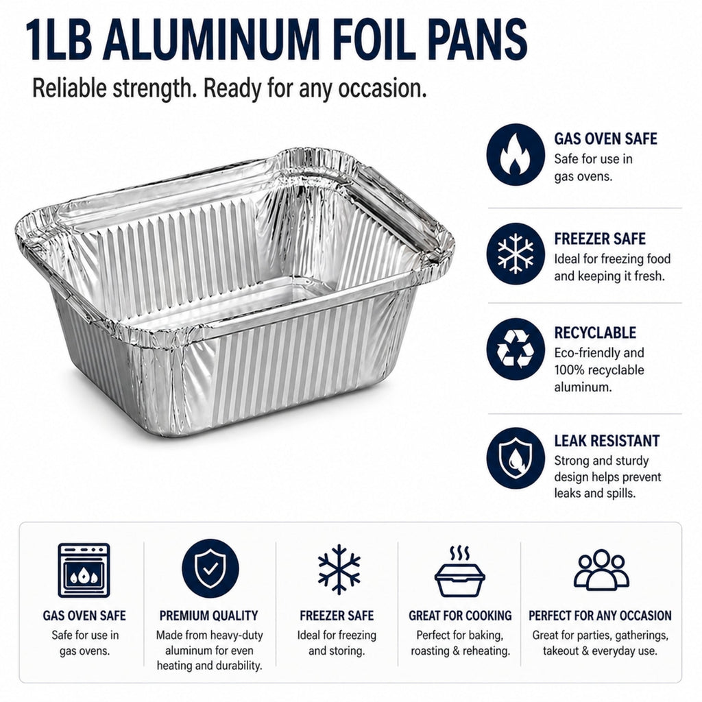 1Lb Oblong Pan 5.5" x 4" Disposable Aluminum