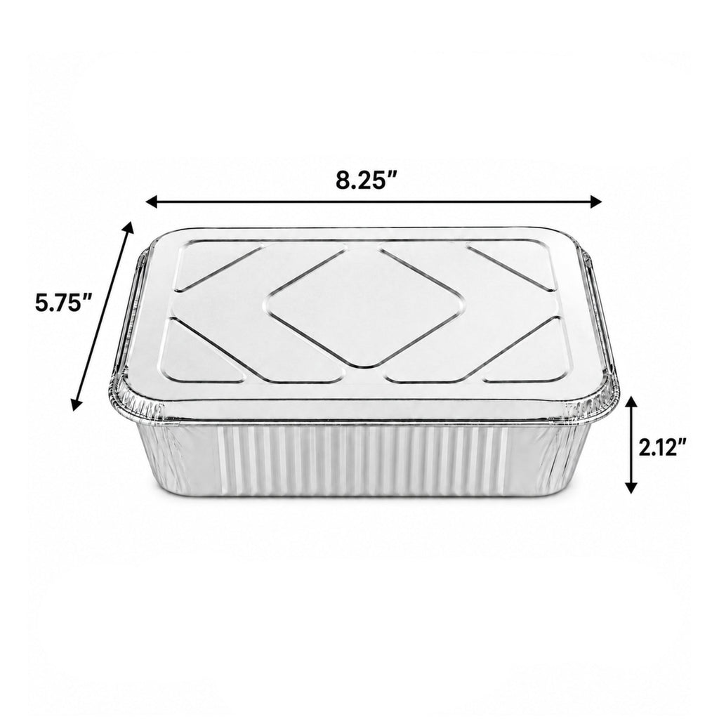 2.25Lb Oblong Aluminum Pan 8.25"x 5.75" Disposable with Aluminum Lid