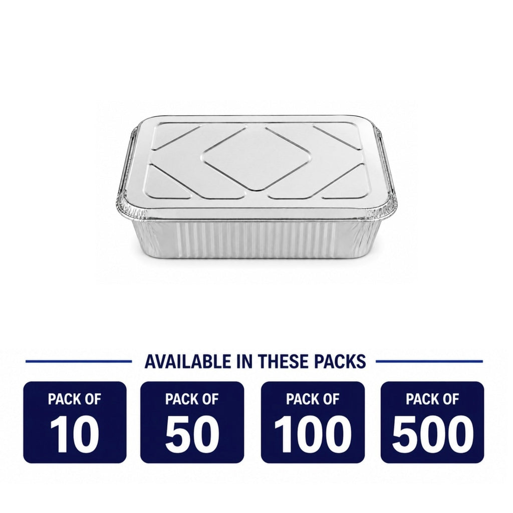 2.25Lb Oblong Aluminum Pan 8.25"x 5.75" Disposable with Aluminum Lid