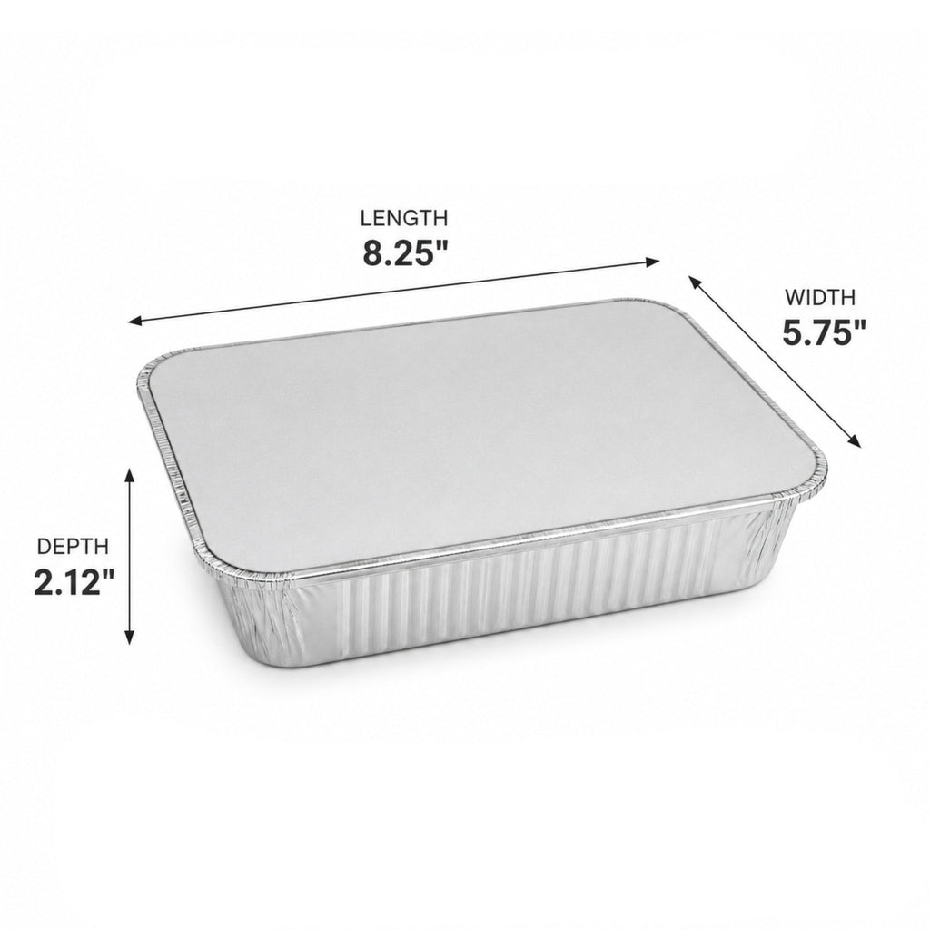 2.25Lb Oblong Aluminum Pan 8.25"x 5.75" Disposable with Board Lid