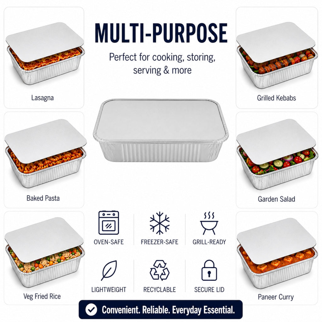 2.25Lb Oblong Aluminum Pan 8.25"x 5.75" Disposable with Board Lid