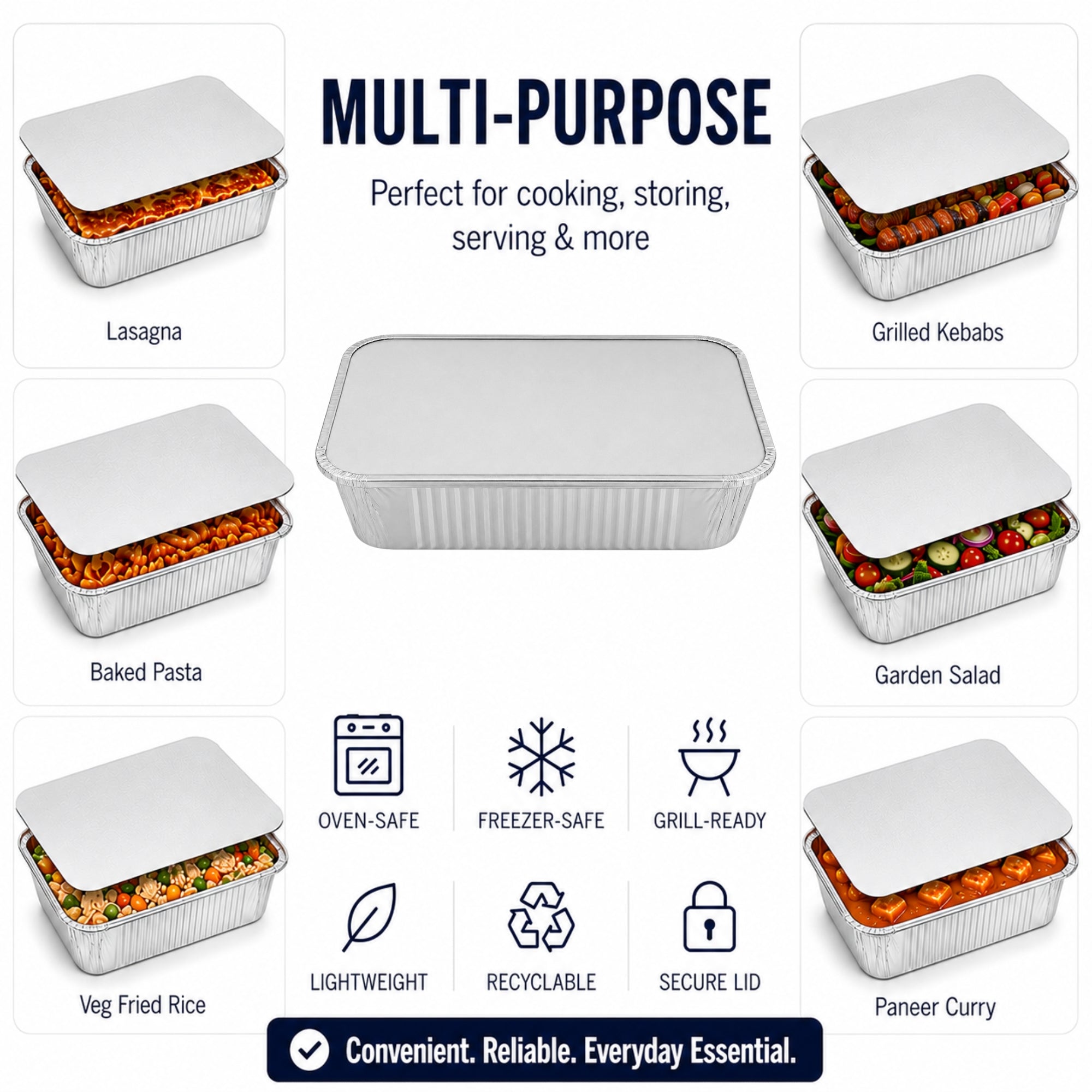 2.25Lb Oblong Aluminum Pan 8.25"x 5.75" Disposable with Board Lid