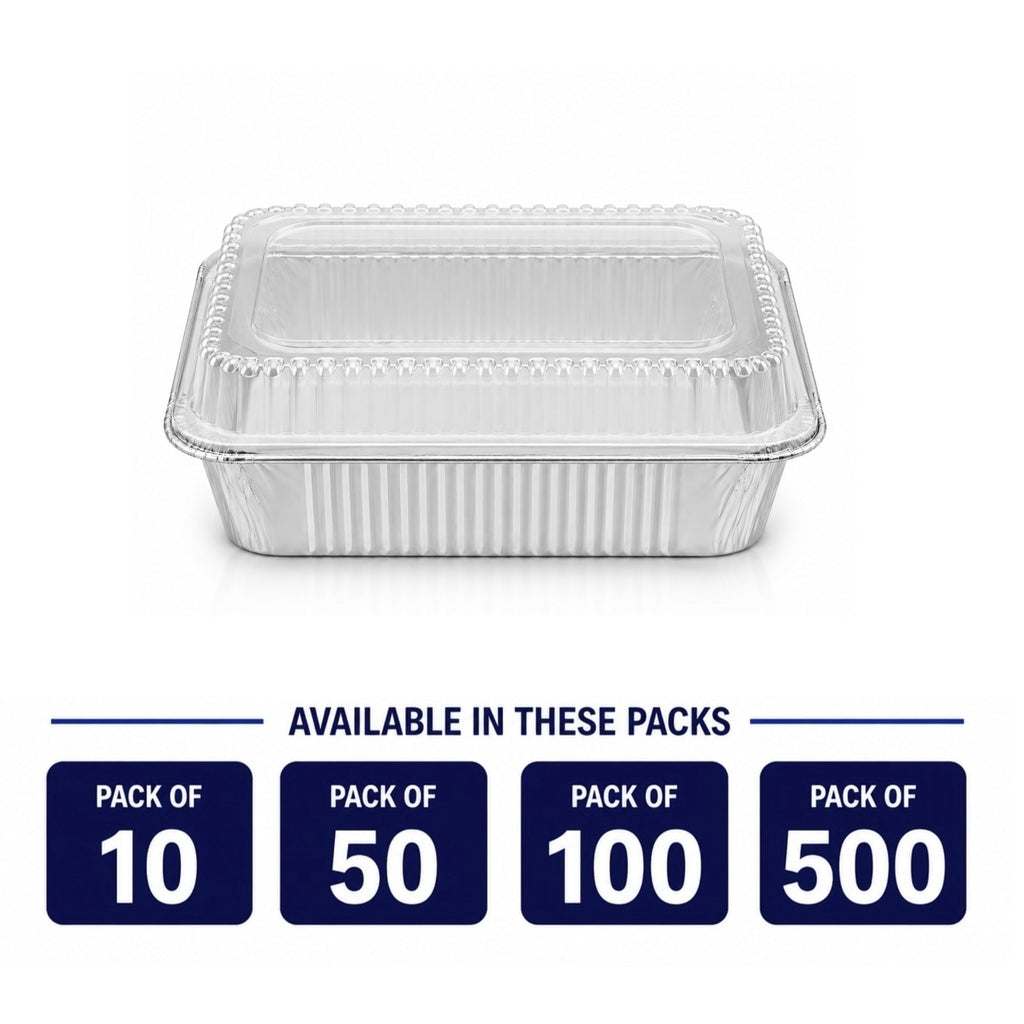 2.25Lb Oblong Aluminum Pan 8.25"x 5.75" Disposable with Dome Lid