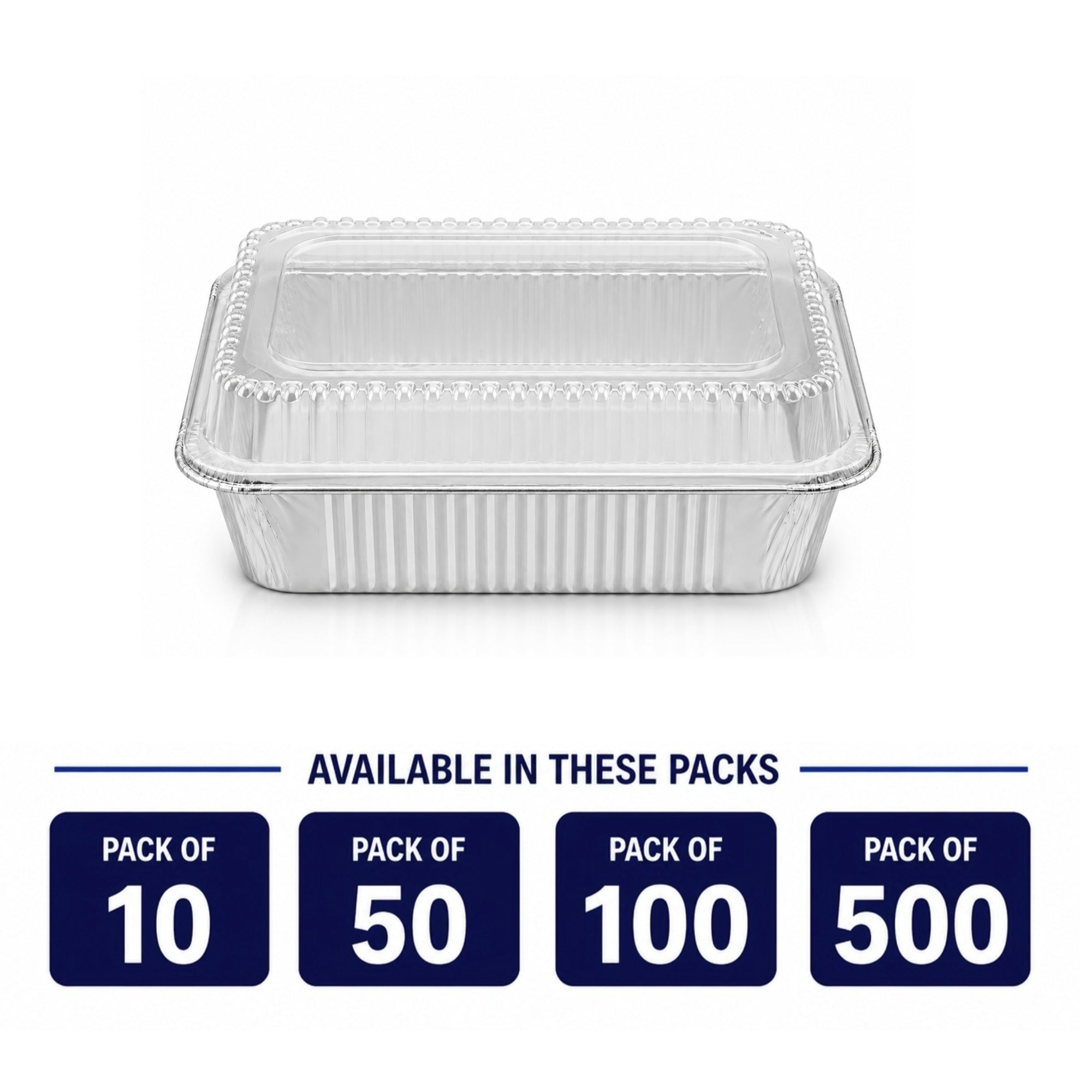 2.25Lb Oblong Aluminum Pan 8.25"x 5.75" Disposable with Dome Lid