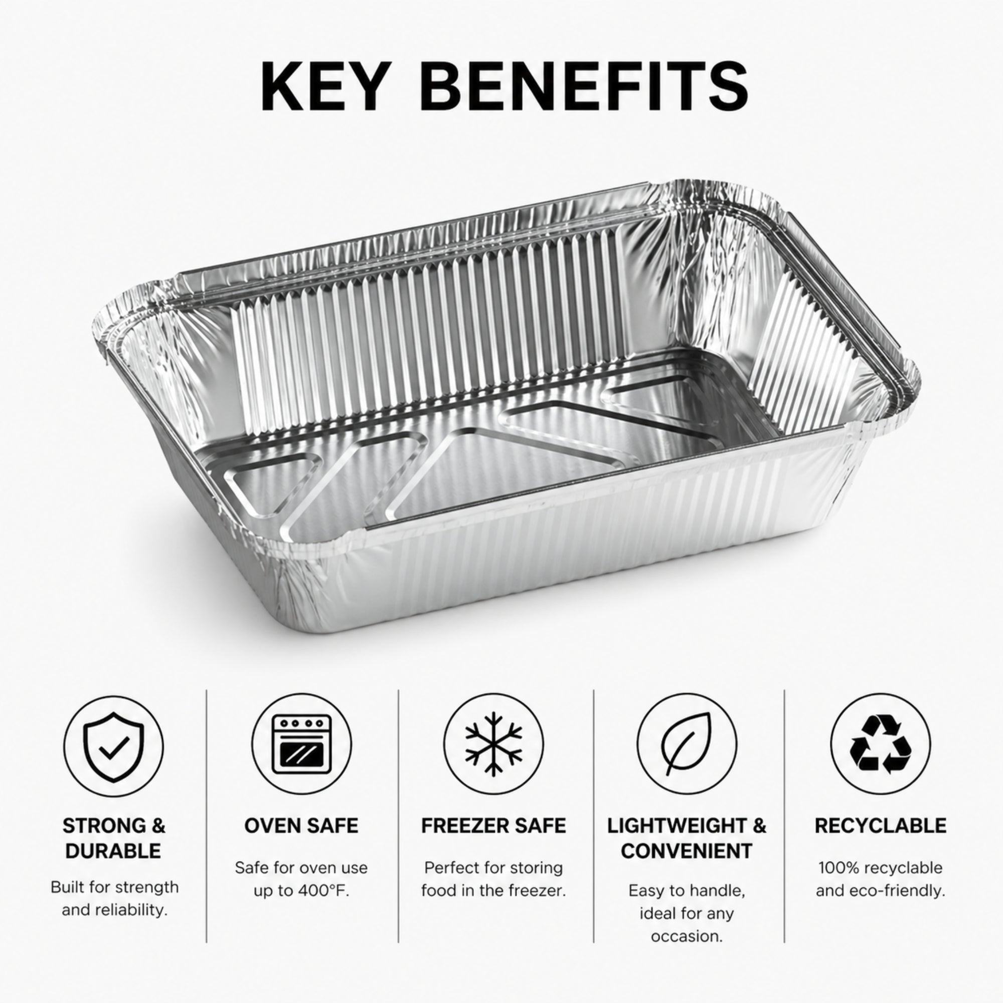 *WHOLESALE* 2.25Lb Oblong Pan 8.25" x 5.75" Disposable Aluminum 500 ct/case