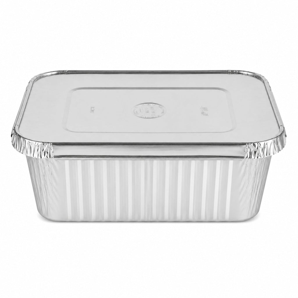 5Lb Oblong Aluminum Pan 9.5” x 7” Disposable with Aluminum Lid Aluminum Pans with Lids VeZee Pack of 10