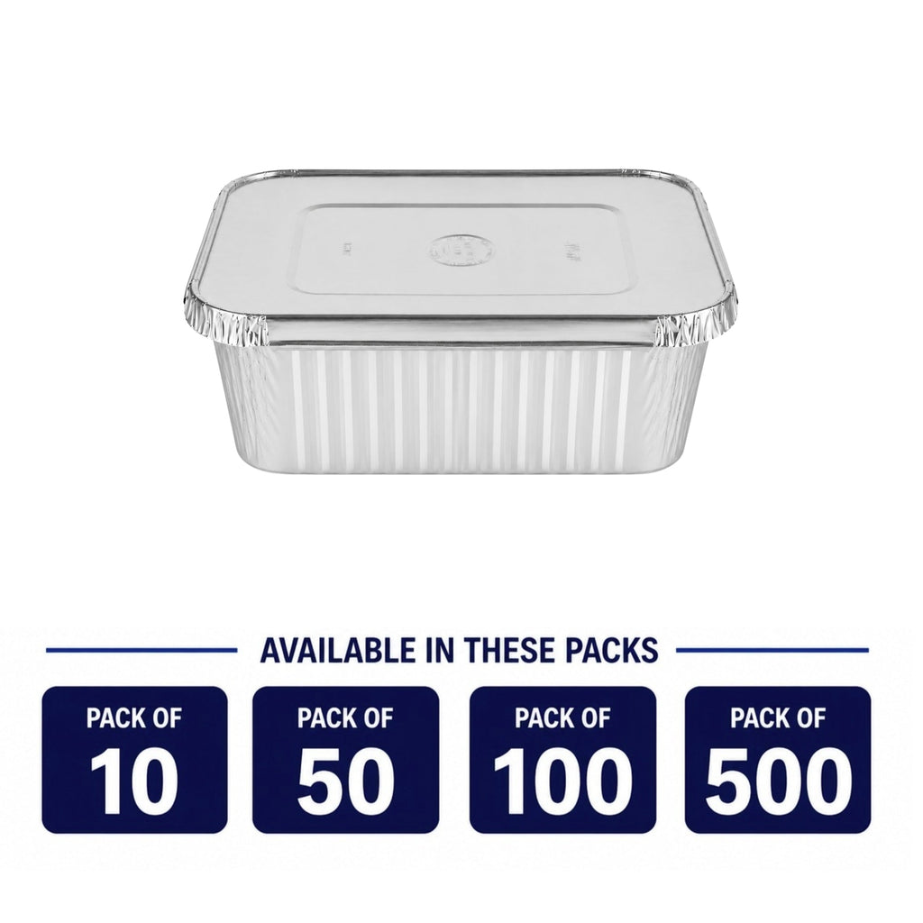 5Lb Oblong Aluminum Pan 9.5” x 7” Disposable with Aluminum Lid