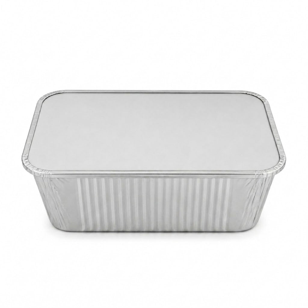 5Lb Oblong Aluminum Pan 9.5” x 7” Disposable with Board Lid Aluminum Pans with Lids VeZee Pack of 10