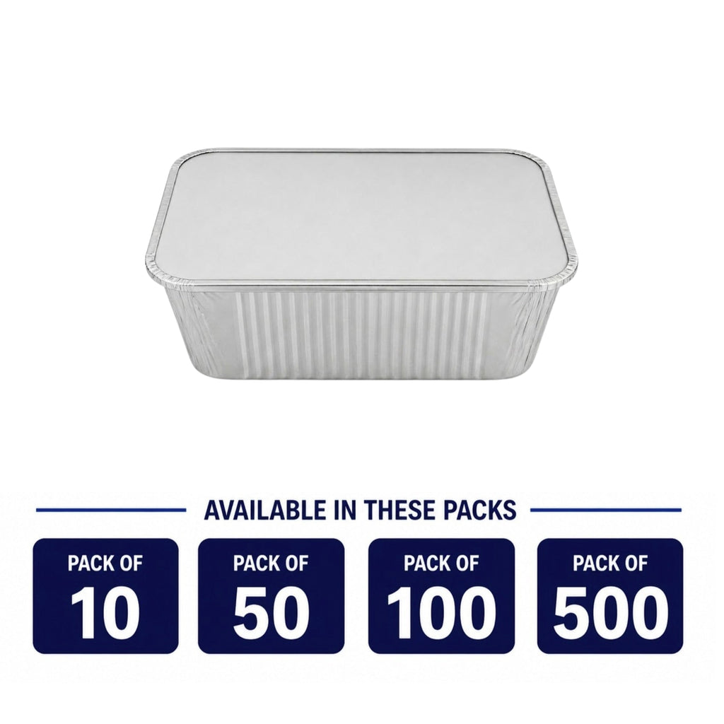 Disposable 5Lb Oblong Aluminum Pan 9.5” x 7”  with Board Lid