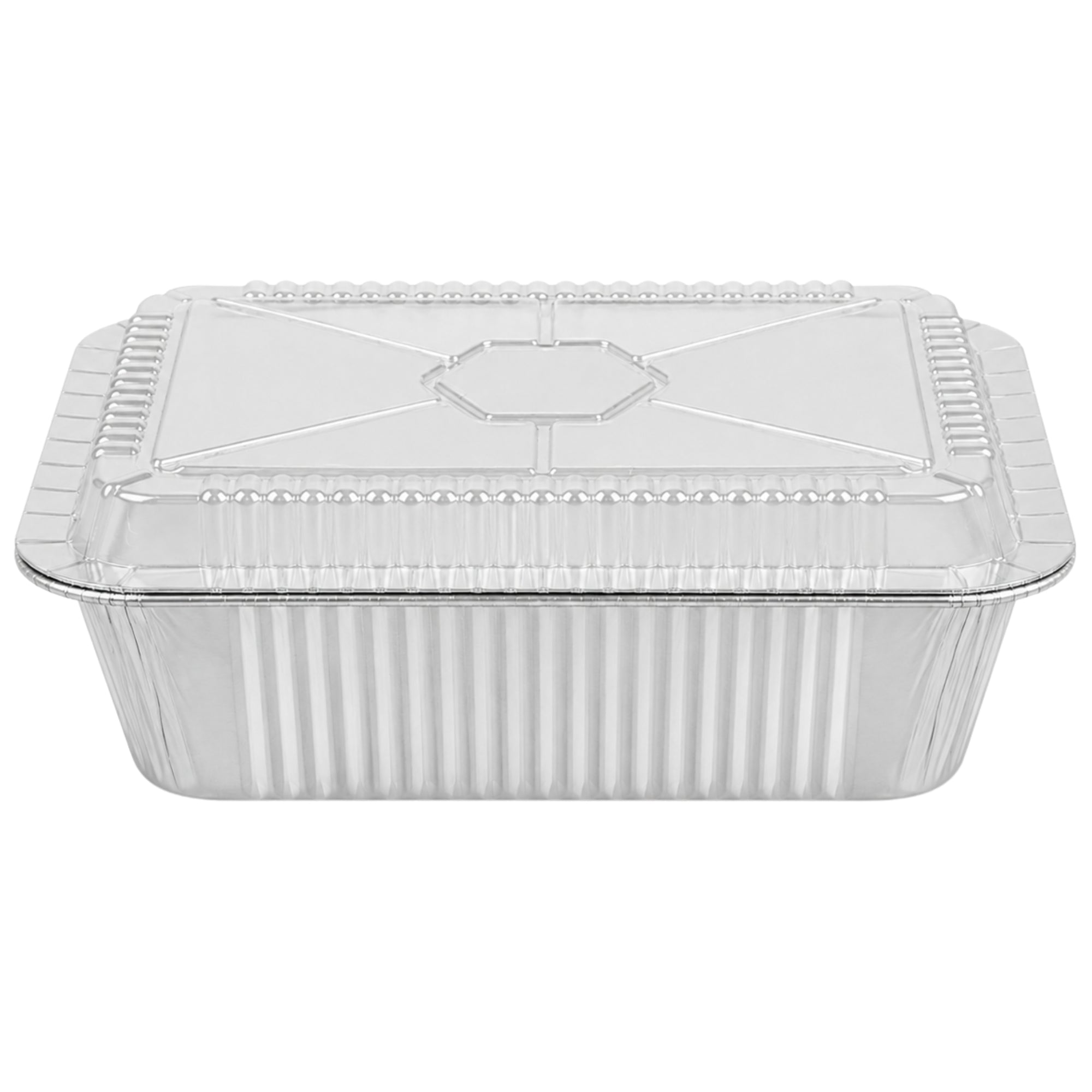 5Lb Oblong Aluminum Pan 9.5” x 7” Disposable with Dome Lid Heavy Duty Aluminum Pans with Lids VeZee Pack of 10