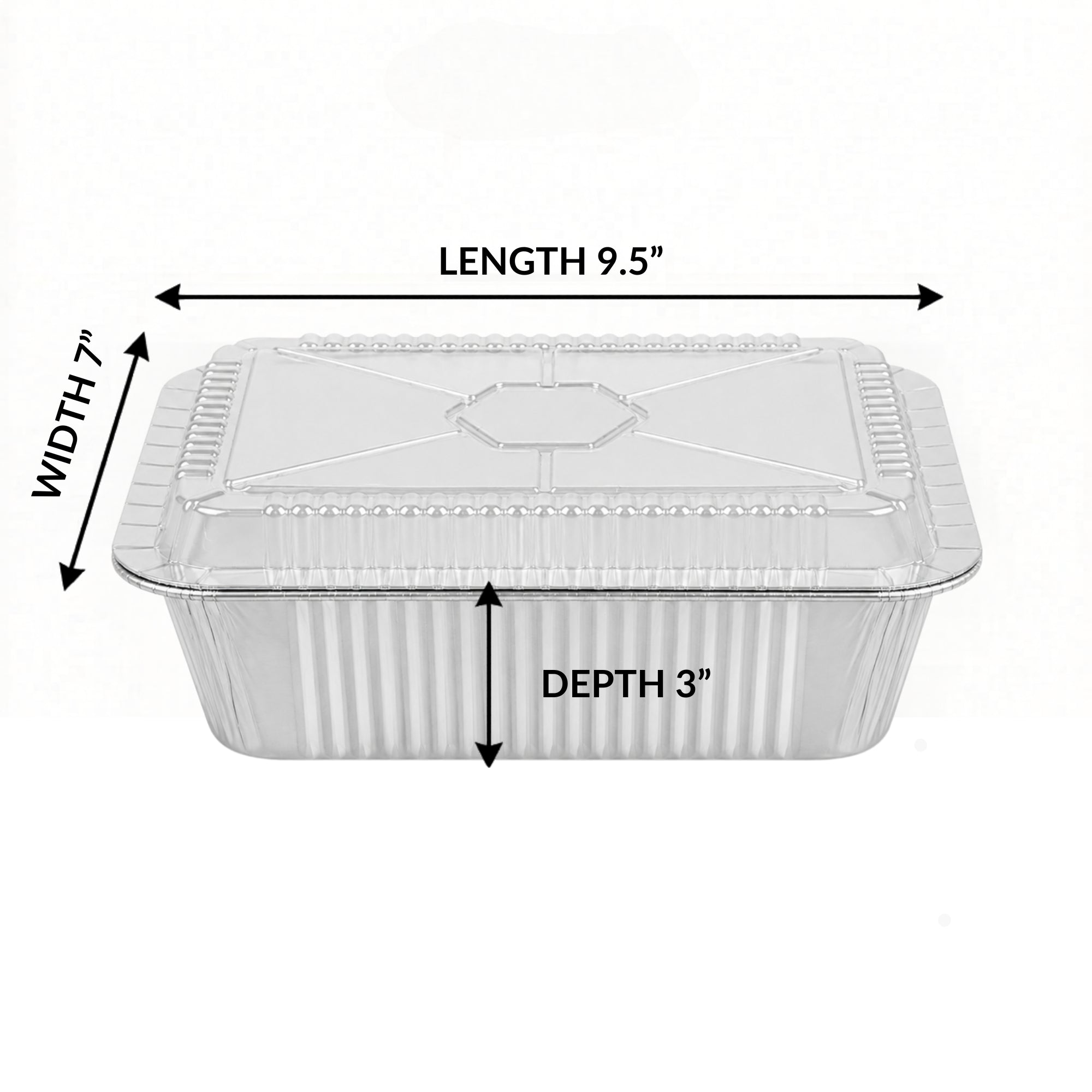 5Lb Oblong Aluminum Pan 9.5” x 7” Disposable with Dome Lid Heavy Duty